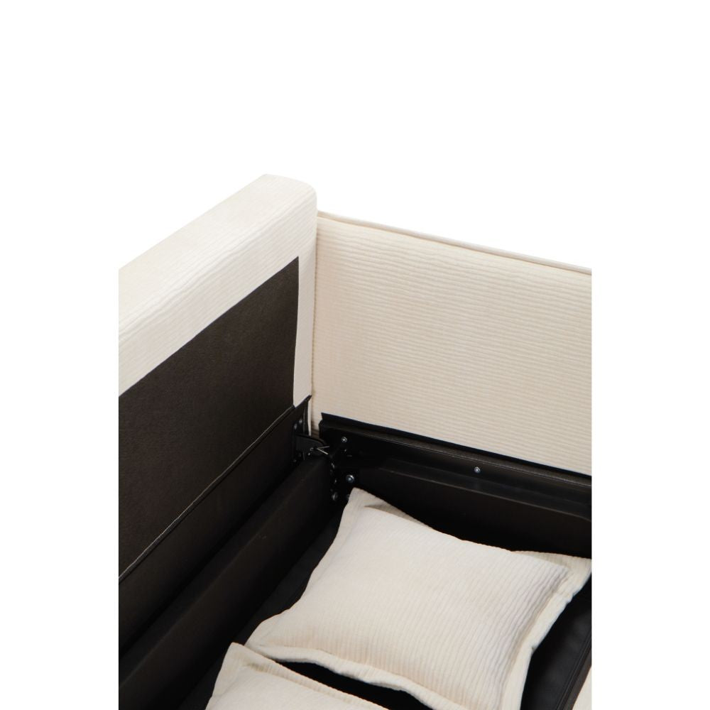 Divano letto Ghide con contenitore colore panna 217x86x95 cm.
