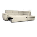 Divano letto Kendall III con penisola contenitore destro in tessuto Barrel 04 beige