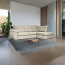 Divano letto Kendall III con penisola contenitore destro in tessuto Barrel 04 beige