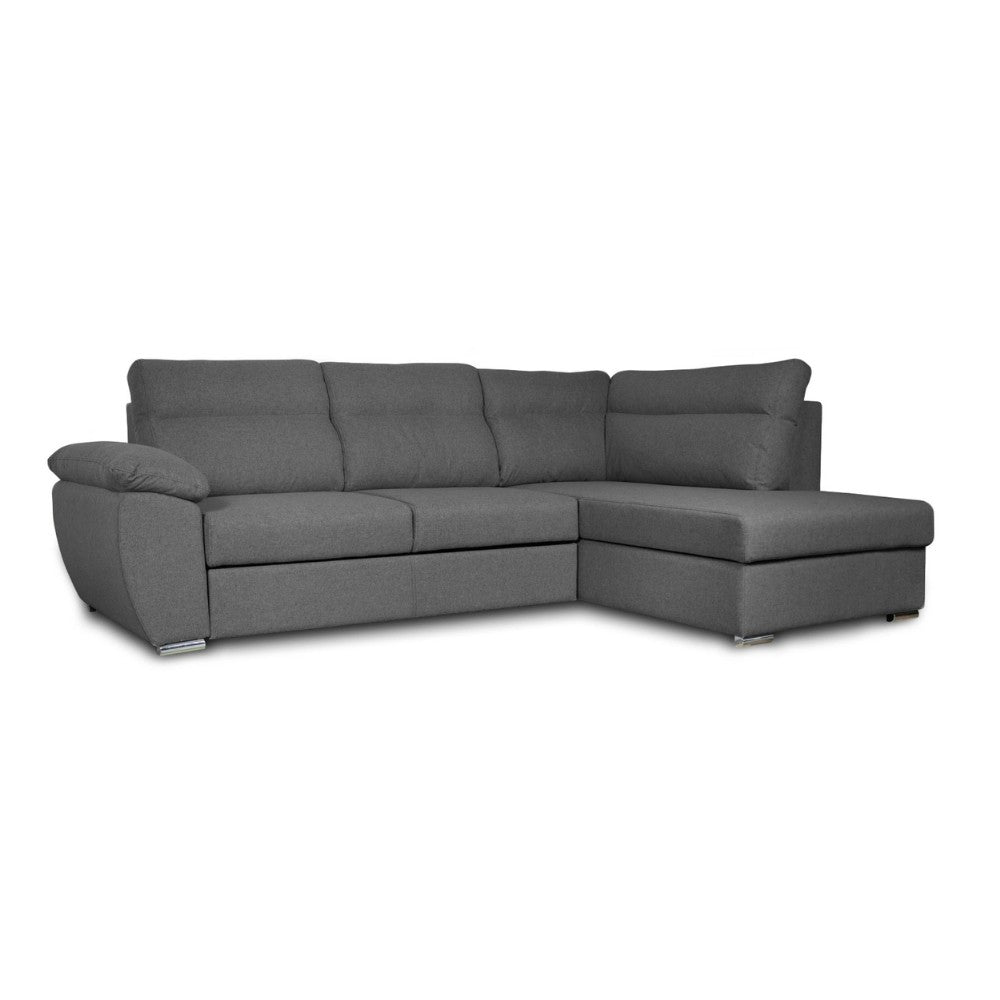 Divano letto Kendall III con penisola contenitore destro in tessuto Barrel 90 grigio
