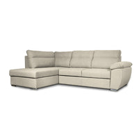 Divano letto Kendall III con penisola contenitore sinistro in tessuto Barrel 04 beige
