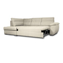 Divano letto Kendall III con penisola contenitore sinistro in tessuto Barrel 04 beige