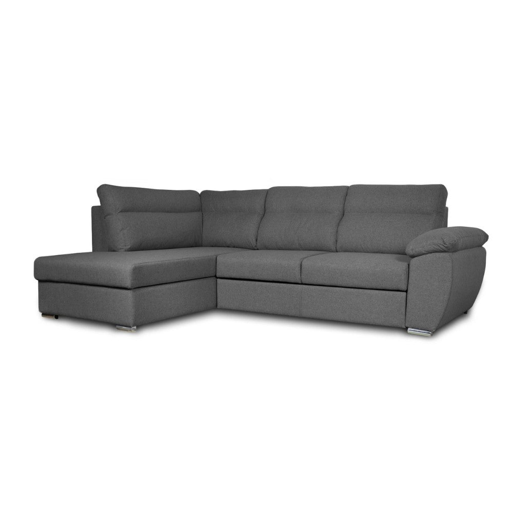 Divano letto Kendall III con penisola contenitore sinistro in tessuto Barrel 90 grigio