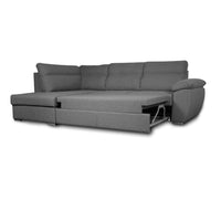 Divano letto Kendall III con penisola contenitore sinistro in tessuto Barrel 90 grigio