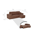 Divano letto Lilo con penisola e 2 pouf reversibile in tessuto Vardo G1310 grigio chiaro