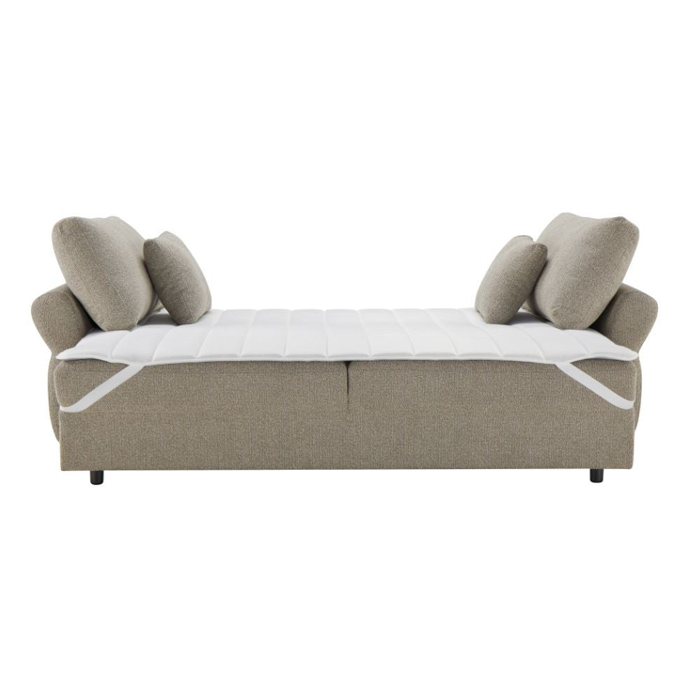 Divano letto Loki con contenitore e topper incluso colore tortora