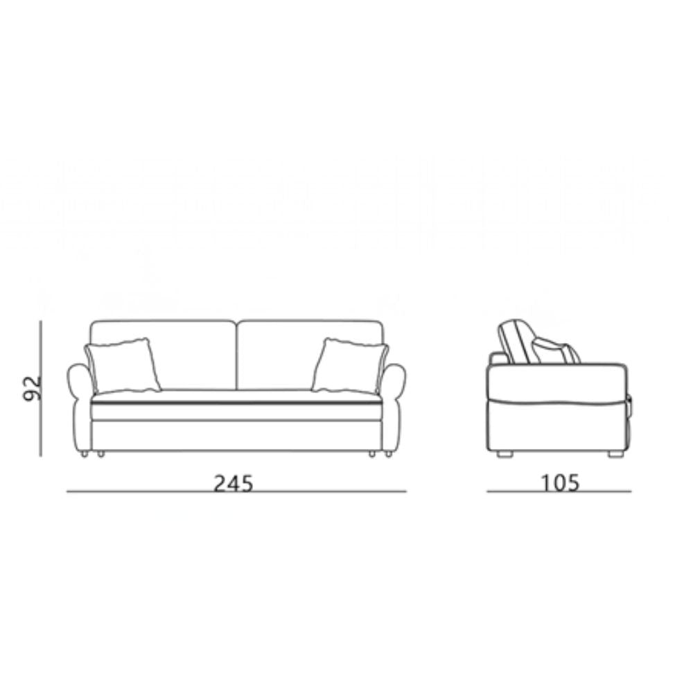Divano letto Loki con contenitore e topper incluso colore tortora