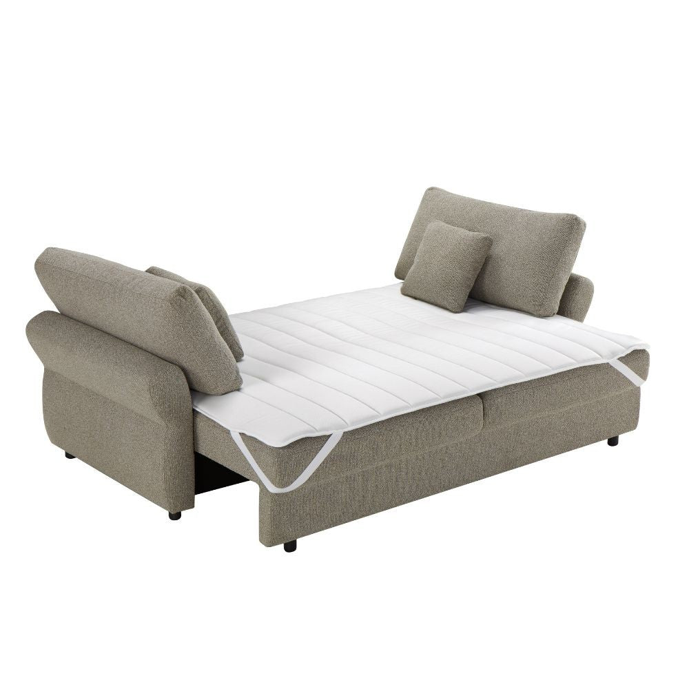 Divano letto Loki con contenitore e topper incluso colore tortora