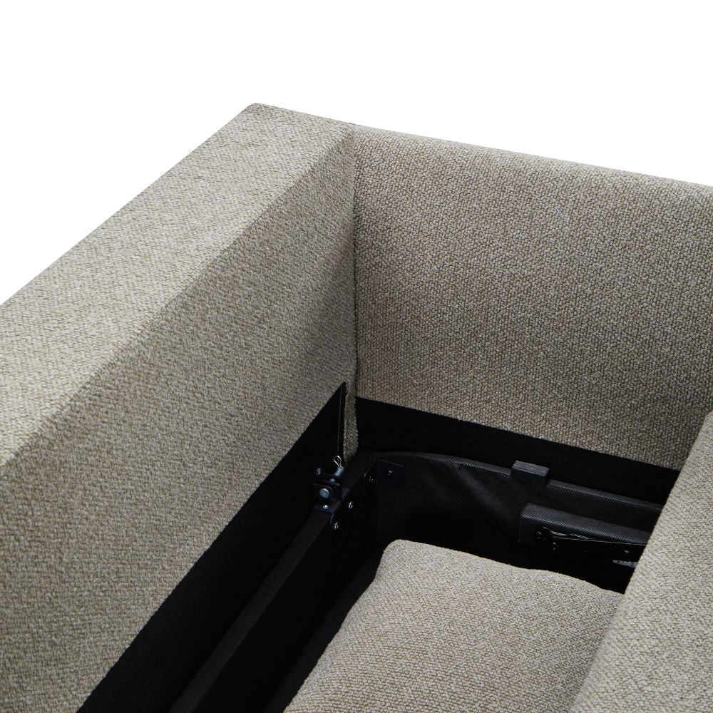 Divano letto Loki con contenitore e topper incluso colore tortora