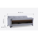 Divano Loren 3 posti con letto contenitore in tessuto colore Mina 14 grigio