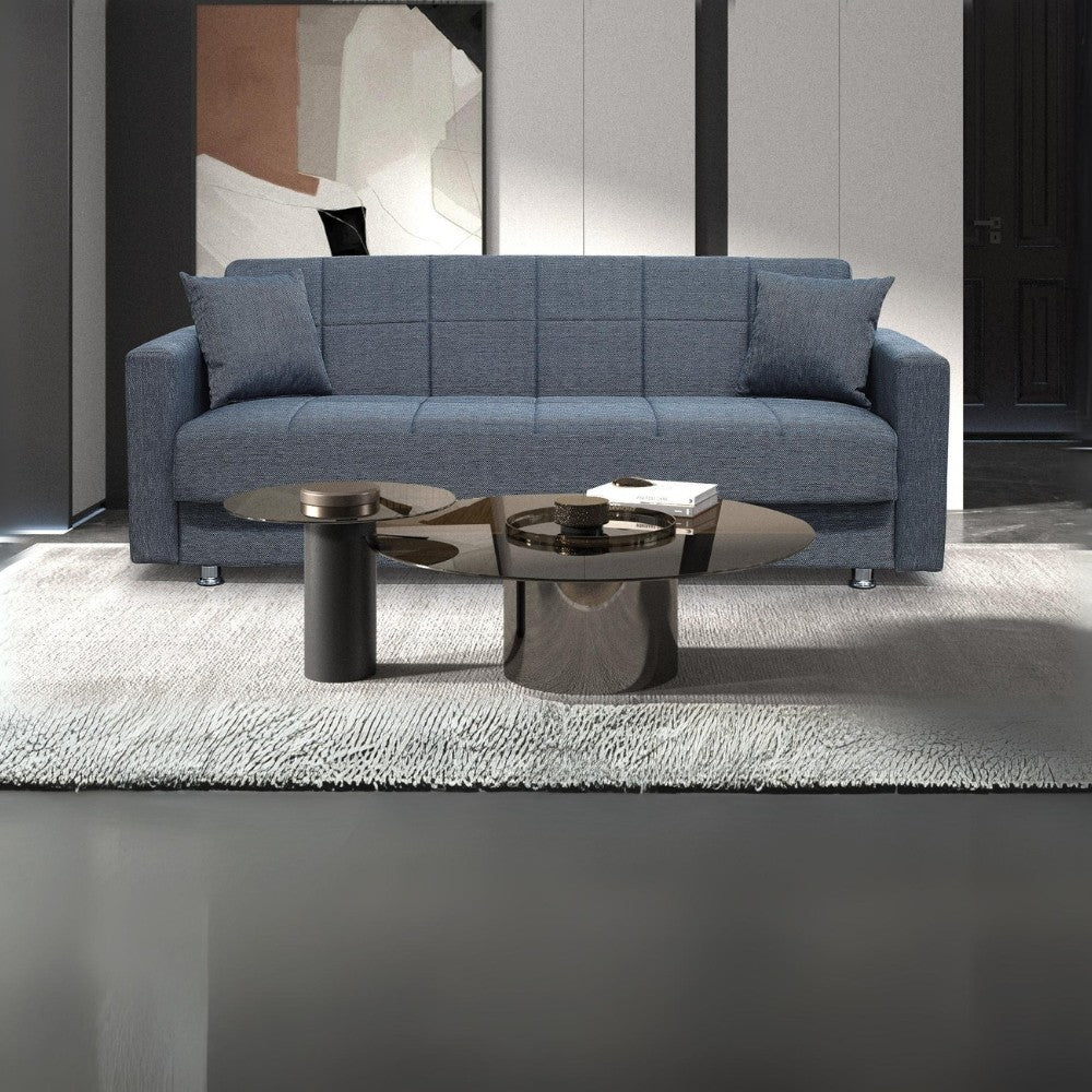 Divano Marbella 3 posti con letto contenitore in tessuto Mina 10 grigio scuro