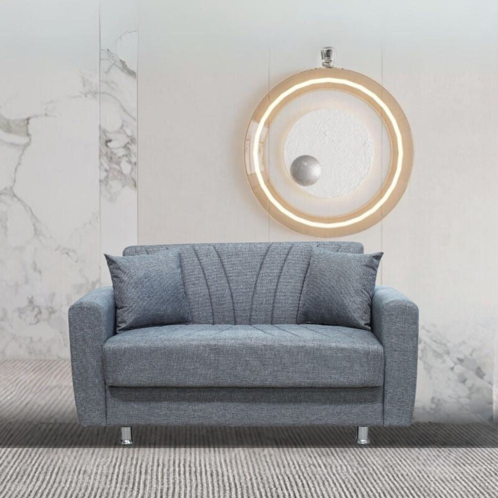 Divano Poem 2 posti con letto contenitore in tessuto Mina 11 grigio