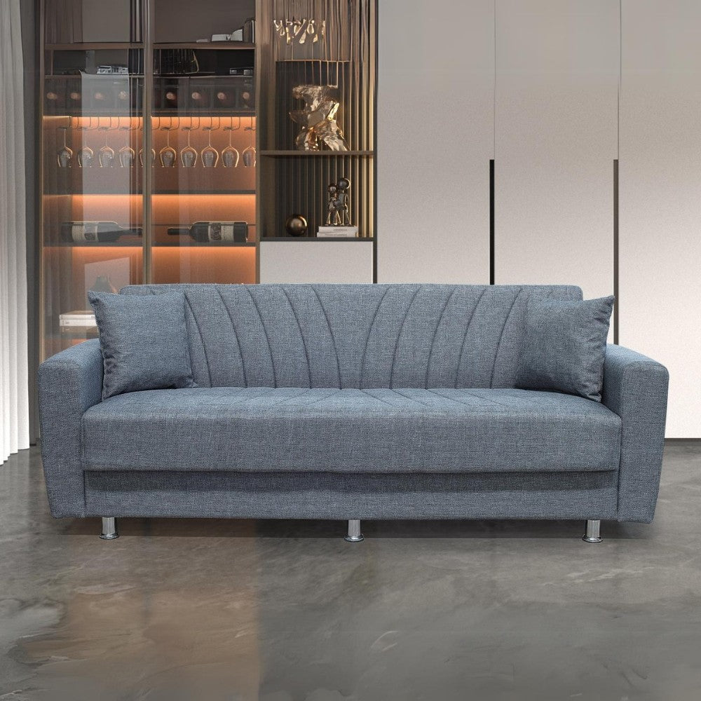 Divano Poem 3 posti con letto contenitore in tessuto Mina 11 grigio