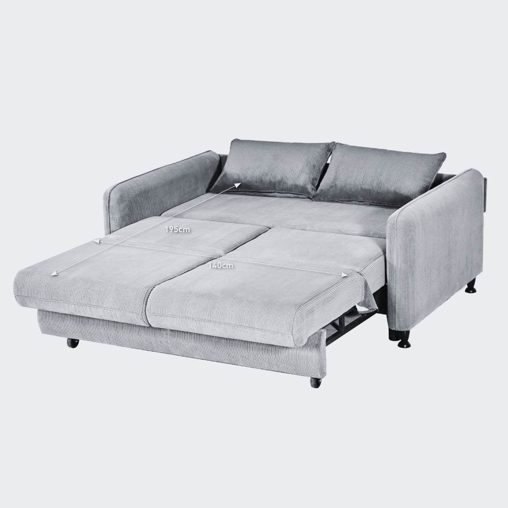 Divano Ravit grigio con letto estraibile e contenitore