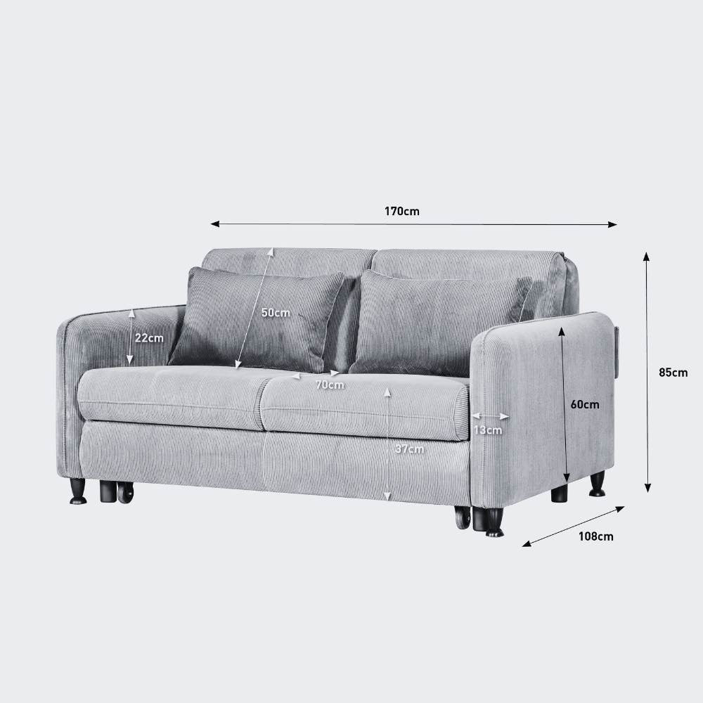 Divano Ravit grigio con letto estraibile e contenitore