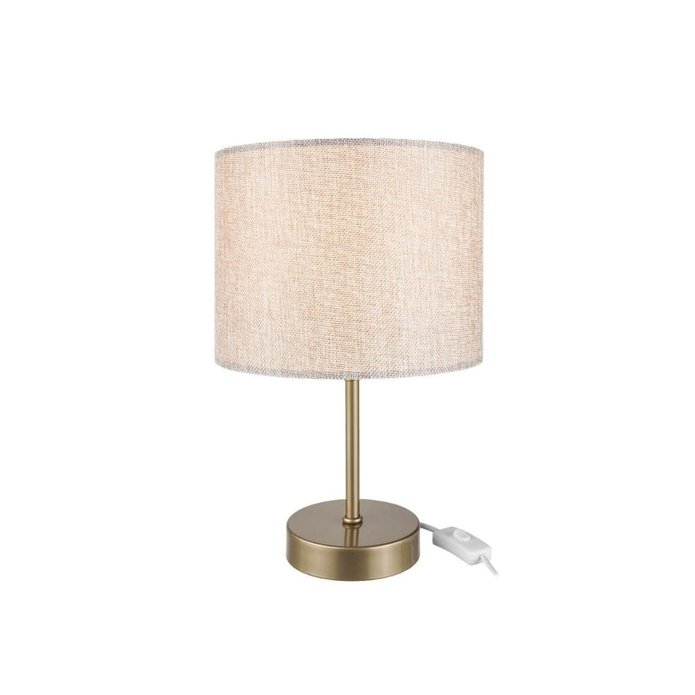 Lampada da tavolo Flora ASZ1496 con paralume cilindrico tessuto sabbia