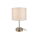 Lampada da tavolo Flora ASZ1496 con paralume cilindrico tessuto sabbia