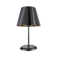 Lampada da tavolo Verda ASZ1212 in metallo e paralume tessuto nero