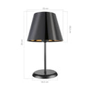 Lampada da tavolo Verda ASZ1212 in metallo e paralume tessuto nero