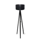 Lampada da terra DECONE1750 con piantana nera e paralume nero in carta intrecciata