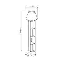 Lampada da terra Giorno in legno con libreria dark coffee e paralume beige