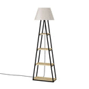 Lampada da terra Pal con mensole rovere e parlume beige 50x165