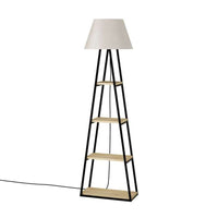 Lampada da terra Pal con mensole rovere e parlume beige 50x165