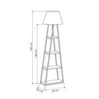 Lampada da terra Pal struttura e paralume nero con mensole antracite 50x165