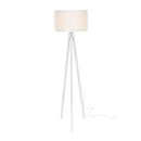Lampada da terra Rodi ASZ1233 treppiede legno e paralume tessuto bianco