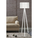 Lampada da terra Rodi ASZ1233 treppiede legno e paralume tessuto bianco