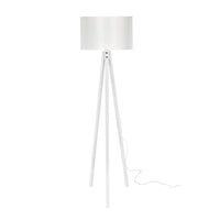 Lampada da terra Rodi ASZ1233 treppiede legno e paralume tessuto bianco