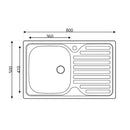 Lavello appoggio 80x50 SA216  1 vasca e gocciolatoio destro