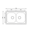 Lavello 79x50 Classic 170 incasso doppia vasca