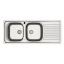Lavello incasso cucina MP1162DX acciaio116x50 cm due vasche e gocciolatoio destro