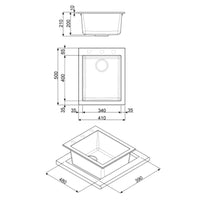 Lavello monovasca Smeg VZ40TT fragranite titanio 40 cm