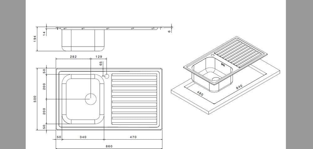 Lavello SAXT331A 86x50 cm sinistro