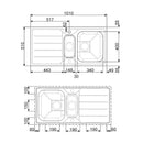 Lavello Smeg LFB102 inox 100x50 cm 1 + 1/2 vasca con gocciolatoio reversibile