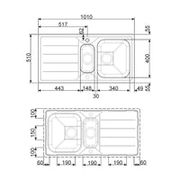 Lavello Smeg LFB102 inox 100x50 cm 1 + 1/2 vasca con gocciolatoio reversibile