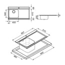 Lavello Smeg LI91SGD 90x50 cm 1 vasca con gocciolatoio a destra con vetri silver