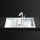 Lavello Smeg LQR1002 100x50 cm 1 + 1/2 vasca con gocciolatoio reversibile inox