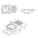 Lavello Smeg LTS102D2 inox 1+1/2 vasca con gocciolatoio destro 100x50 cm