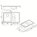 Lavello Smeg SP7915SN 79x50 cm 1+1/2 vasca con gocciolatoio sinistro acciaio inox nero
