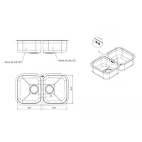 Lavello Smeg UM3434 sottotop 76x45 cm 2 vasche inox