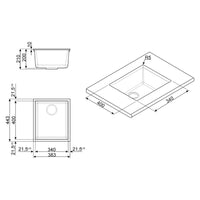 Lavello Smeg VZUM40CT 40x34 cm sottotop 1 vasca cemento