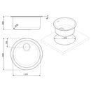 Lavello tondo Smeg 10I3PN 43.5 cm PVD acciaio nero