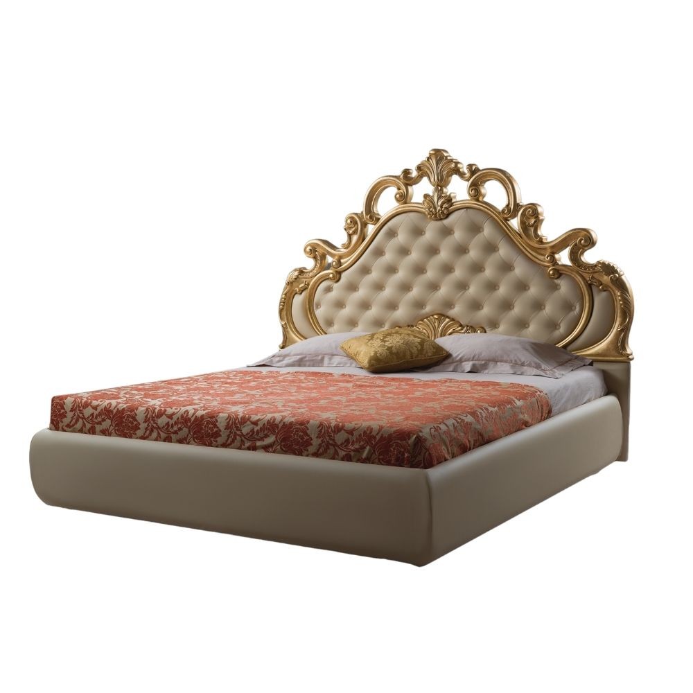 Letto matrimoniale barocco Aleksandra crema contenitore