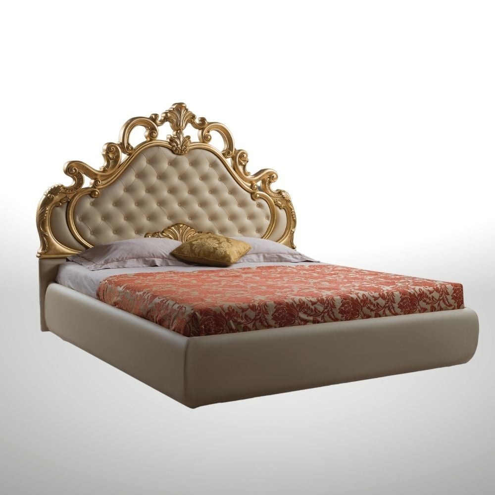 Letto matrimoniale barocco Aleksandra crema contenitore