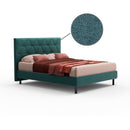 Letto Cody matrimoniale contenitore con testiera trapuntata colore turchese