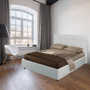 Letto matrimoniale Ascoli contenitore in ecopelle bianco