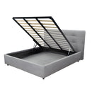 Letto matrimoniale Ascoli contenitore in tessuto grigio chiaro